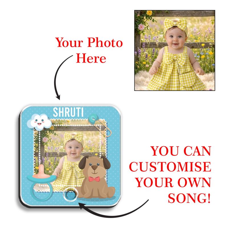 Personalised Baby Theme Musical Fridge Magnet with Custom Photo | Playable Music Home & Kids Room Decor Magnet  Birthday Gift for Kids